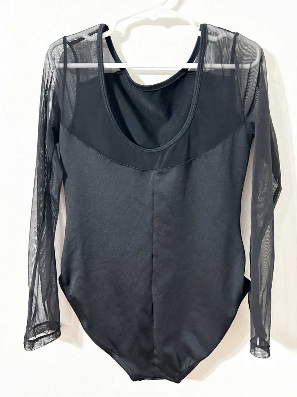 Justice Girls Black Sheer Mesh Long Sleeve Leotard Rhinestones Size M 10